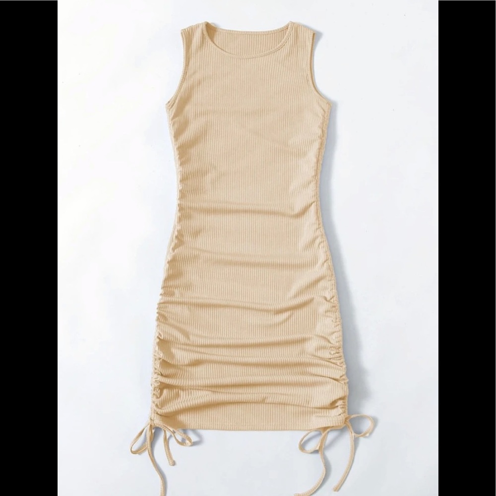 Drawstring Ribbed Bodycon Dress